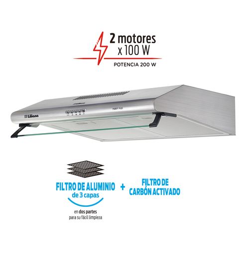 Purificador 60CM 2 Motores Inoxidable Purify Plus