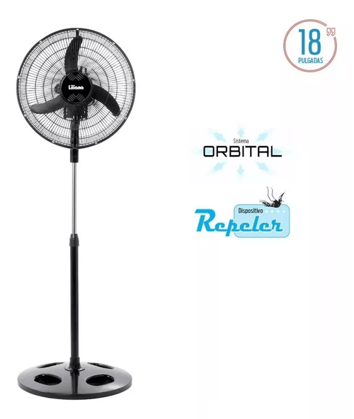 Ventilador de Pie LILIANA 18" C/Parrilla Metalica Negra 75W VPRN18