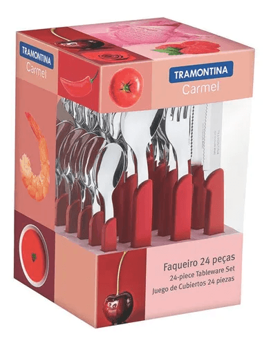 Juego de cubiertos Tramontina Carmel 24PZ. Rojo 23499/028