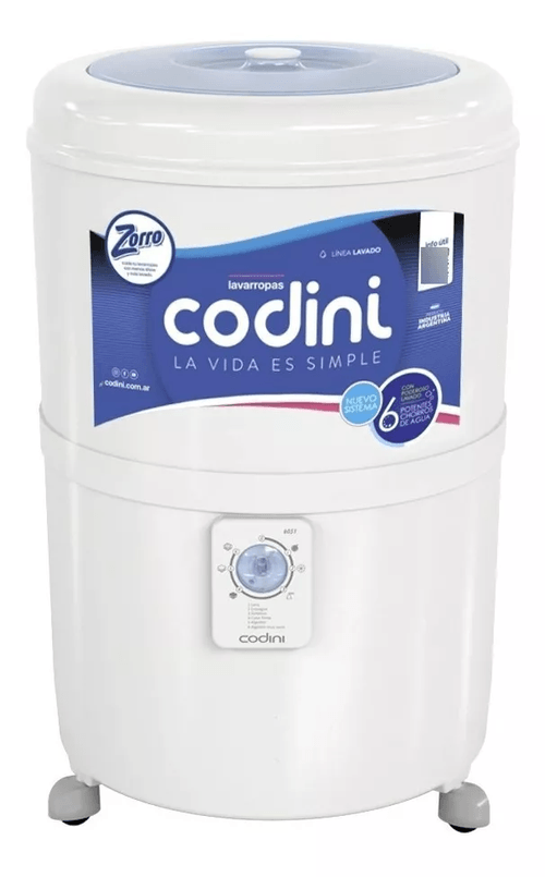 Lavarropas Semiautomático Codini 10Kg. Sin Bomba 6 Programas 4051