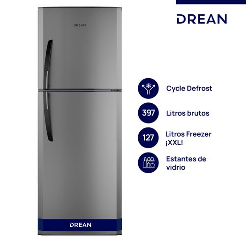 Heladera con freezer Drean 397L Gris HDR400F30E